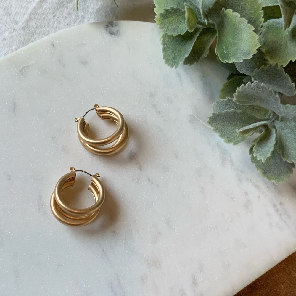 The Charlie - Gold Brushed Triple Hoops - Picture 4 of 6